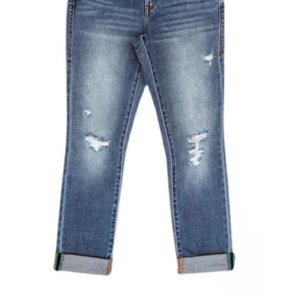 NEW 42 LuLaRoe Boyfriend Denim Light Blue Distressed Wash Jeans Straight Leg - Picture 3 of 5